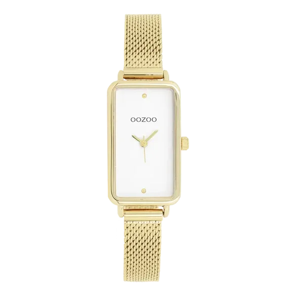 Oozoo Watch - Goudkleurige OOZOO horloge met metalen mesh armband - C11533
