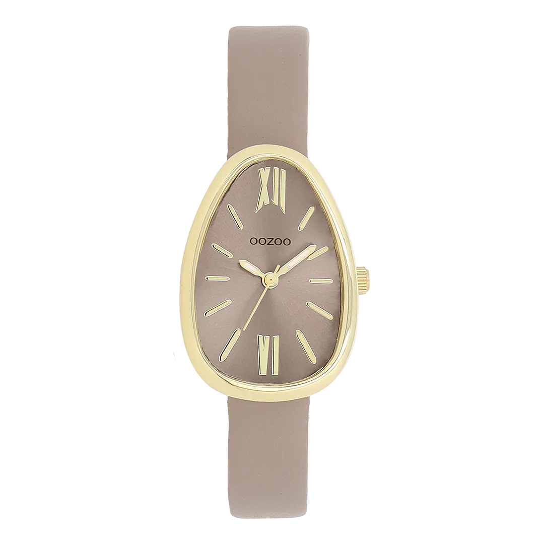 Oozoo Watch - Gold coloured OOZOO watch with taupe leather strap - C11637