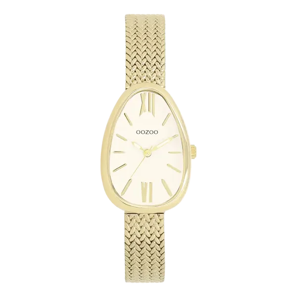 Oozoo Watch - Gold coloured OOZOO watch with metal v-mesh bracelet - C11642