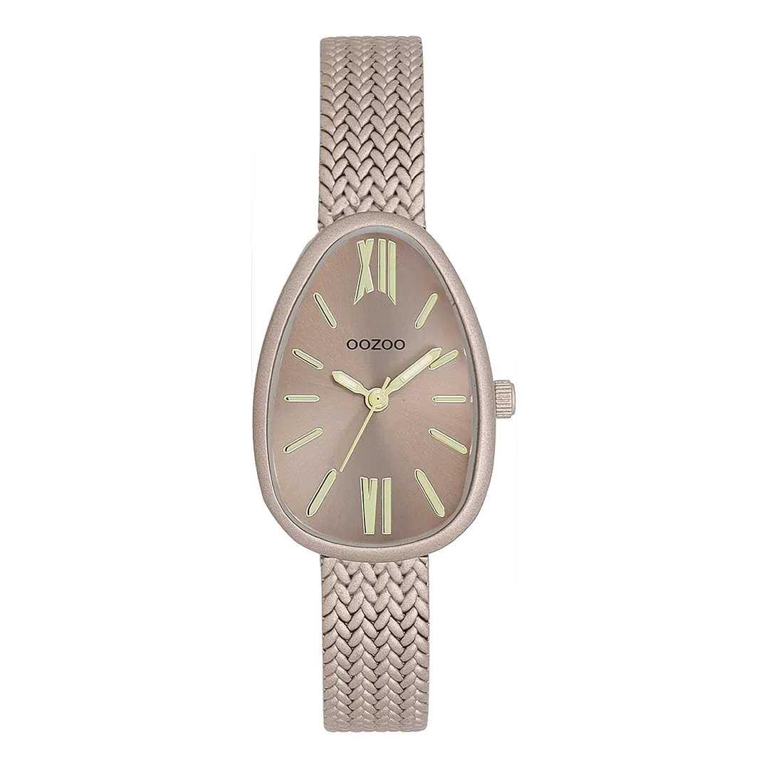 Oozoo Watch - Taupe OOZOO watch with metal v-mesh bracelet - C11644