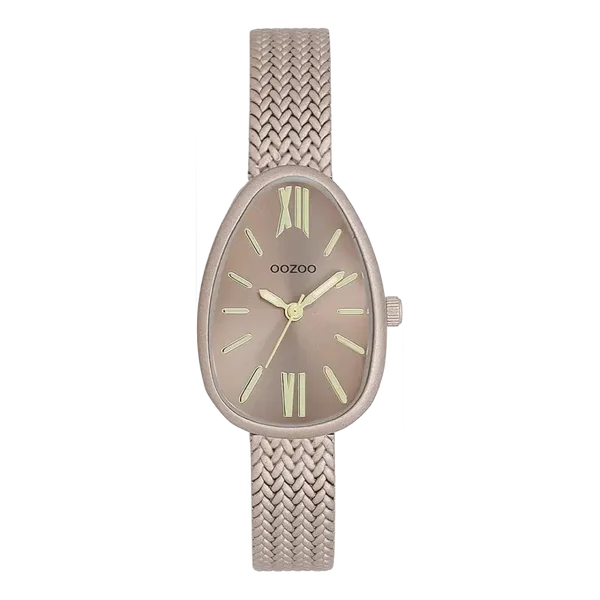 Oozoo Watch - Taupe OOZOO watch with metal v-mesh bracelet - C11644