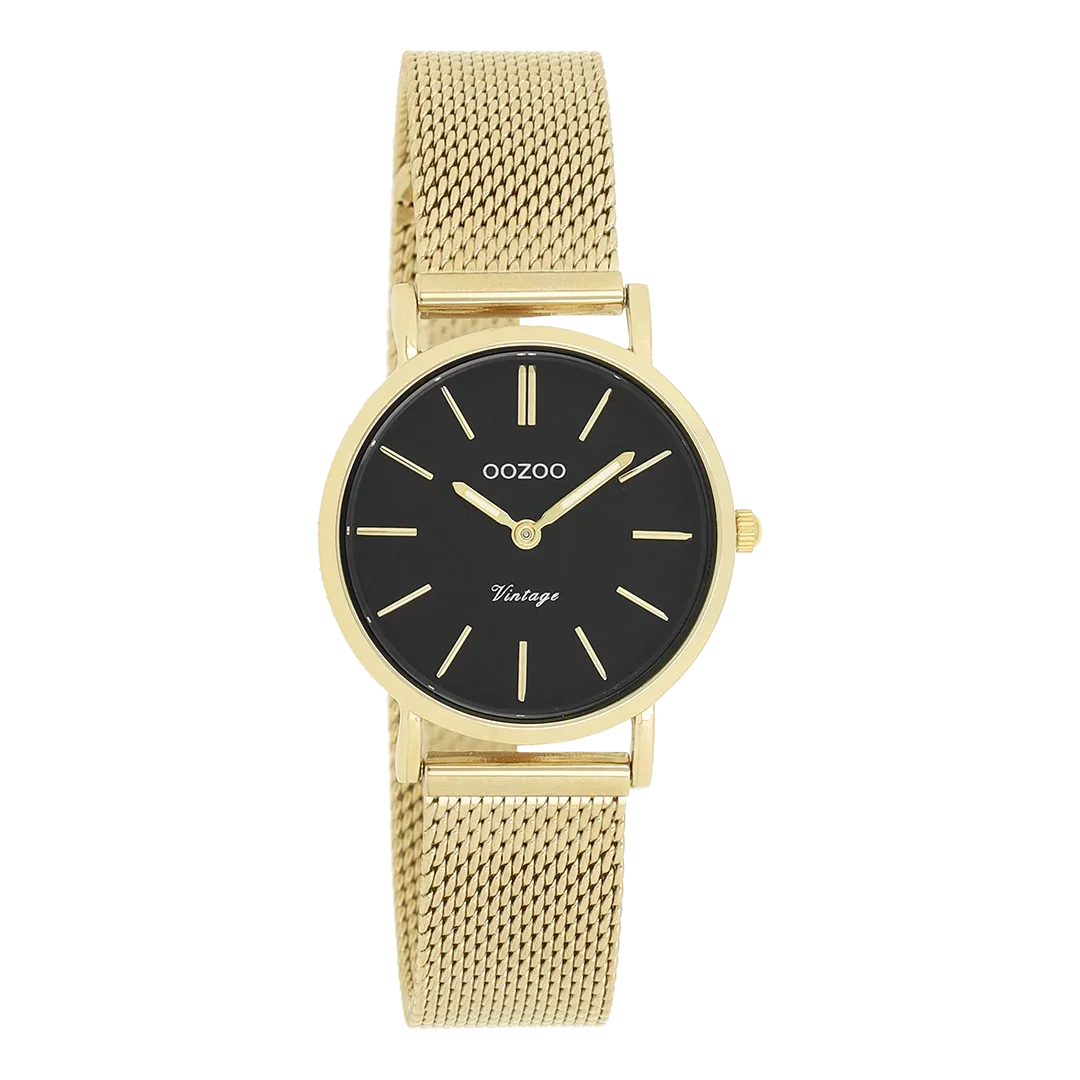 Oozoo Watch - Goudkleurige OOZOO horloge met metalen mesh armband - C20232
