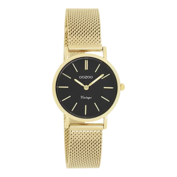 Oozoo Watch - Goudkleurige OOZOO horloge met metalen mesh armband - C20232