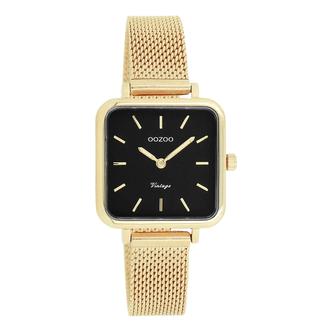 Oozoo Watch - Goudkleurige OOZOO horloge met metalen mesh armband - C20264