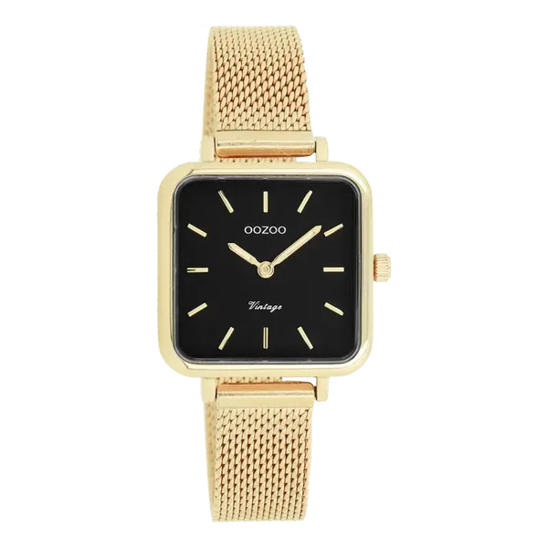 Oozoo Watch - Goudkleurige OOZOO horloge met metalen mesh armband - C20264