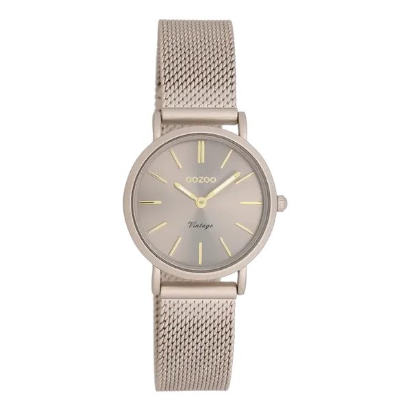 Oozoo Watch - Taupe OOZOO horloge met metalen mesh armband - C20339