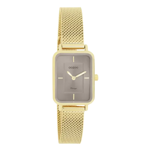Oozoo Watch - Goudkleurige OOZOO horloge met metalen mesh armband - C20353