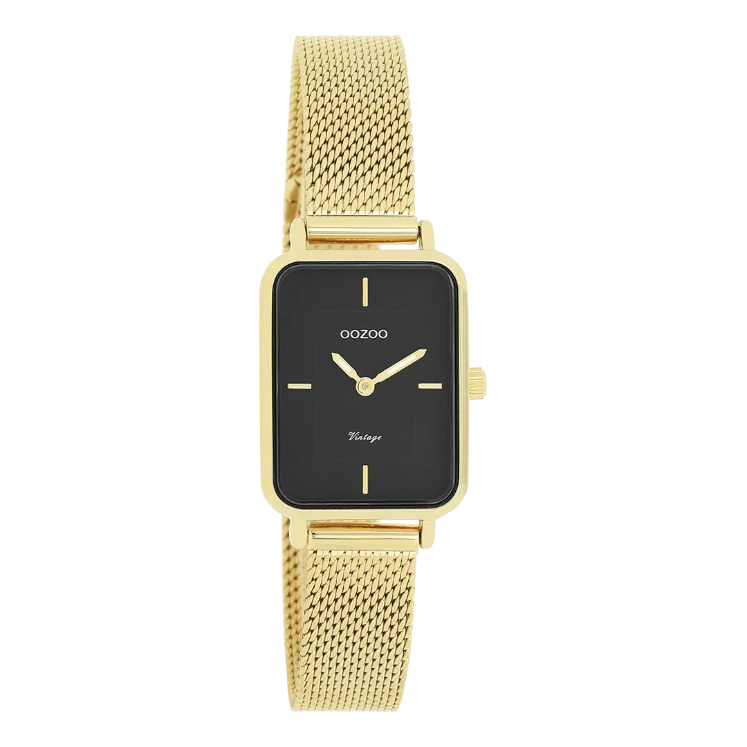 Oozoo Watch - Goudkleurige OOZOO horloge met metalen mesh armband - C20354