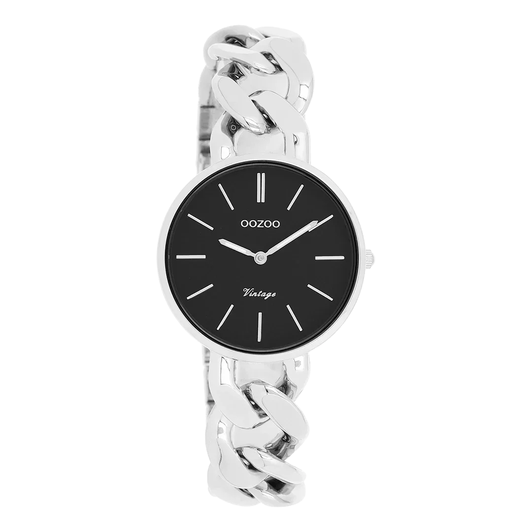 Oozoo Watch - Zilverkleurige OOZOO horloge met grove schakelarmband - C20356