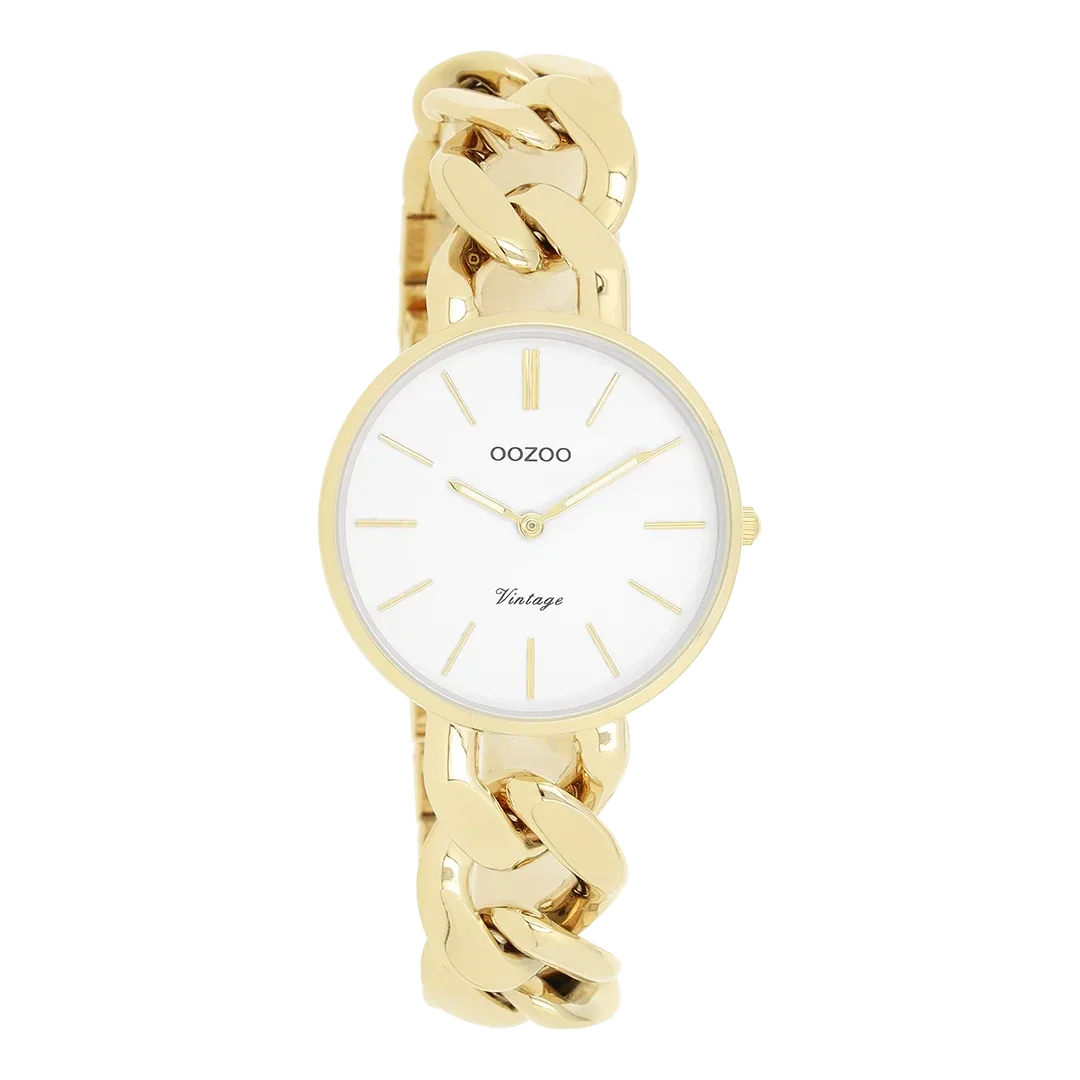 Oozoo Watch - Goudkleurige OOZOO horloge met grove schakelarmband - C20357