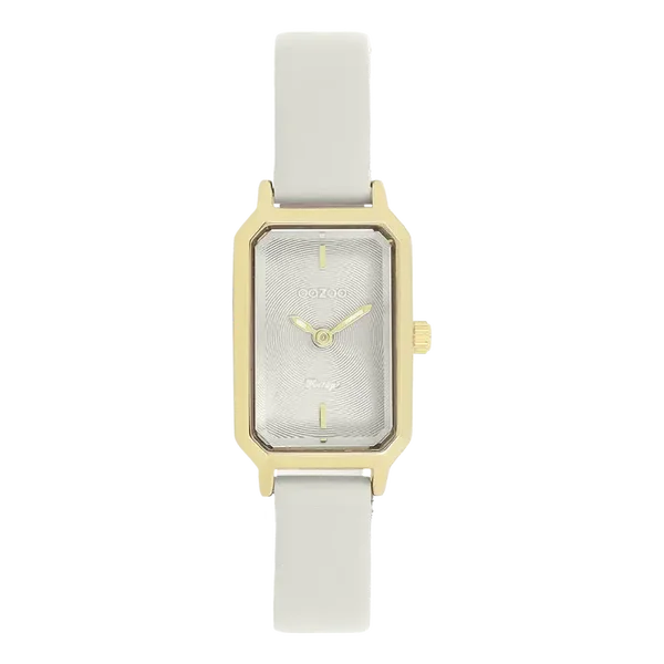 Oozoo Watch - Gold coloured watch with light grey leather strap - C20451