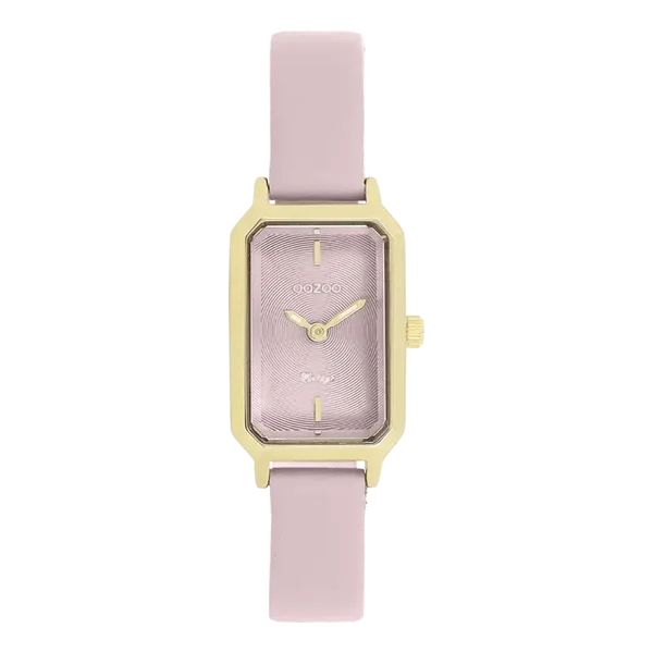 Oozoo Watch - Gold coloured watch with pink leather strap - C20452