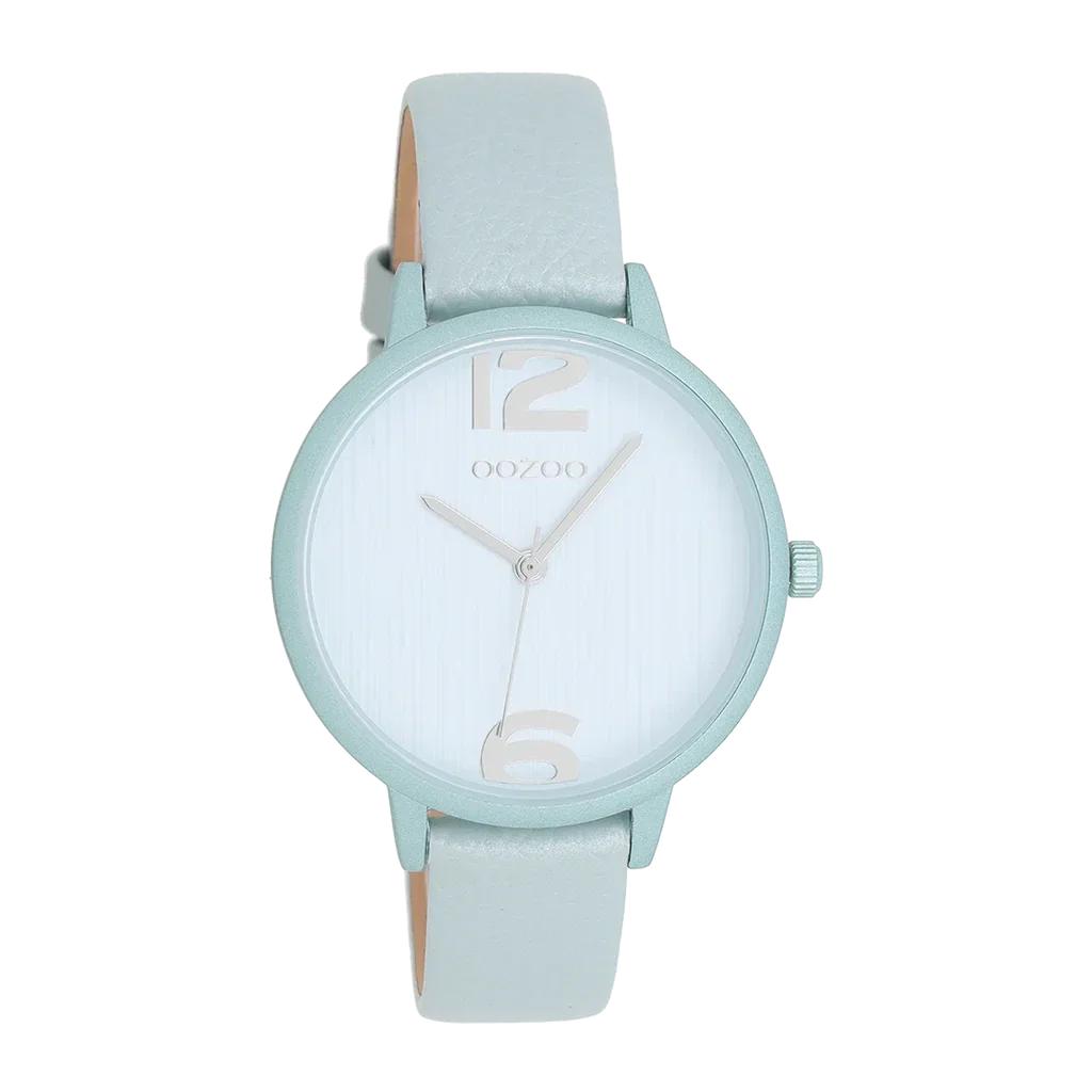 Oozoo Watch - Licht blauwe OOZOO horloge met leren band - C9579