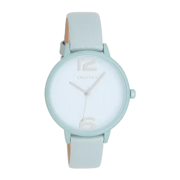 Oozoo Watch - Licht blauwe OOZOO horloge met leren band - C9579