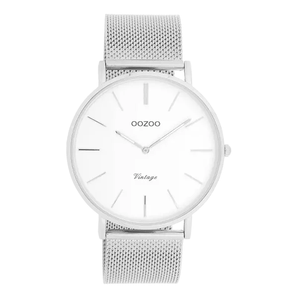 Oozoo Watch - Zilverkleurige OOZOO horloge met metalen mesh armband - C9900