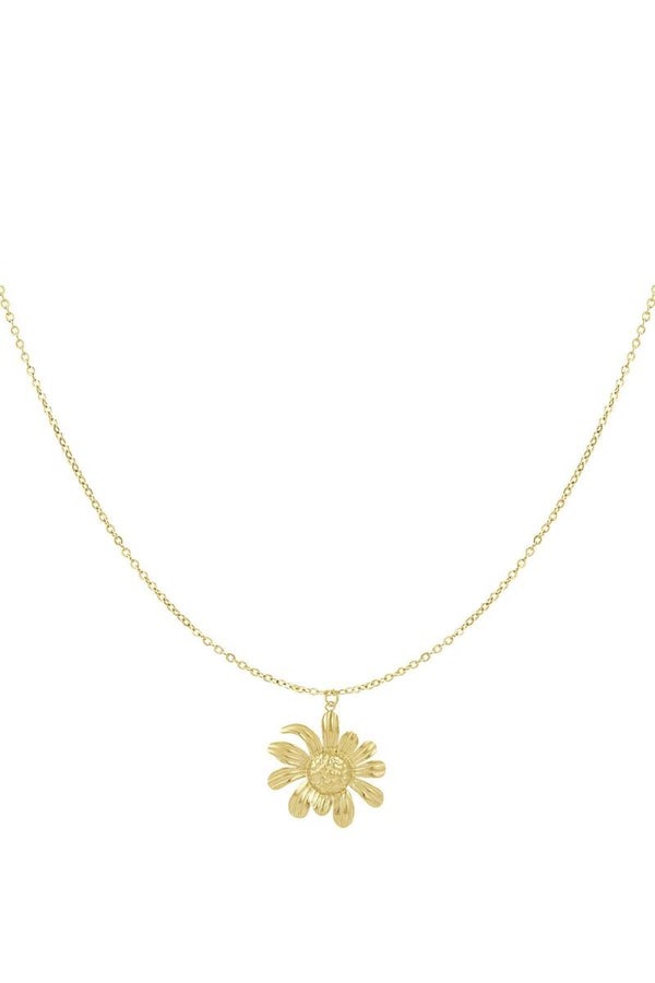 Stainless steel bedelketting bloem