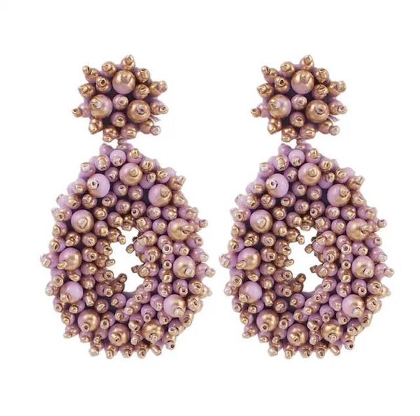 Oorbellen statement rose met kleine kraaltjes