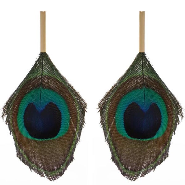 Oorbellen statement handgemaakt pauweveer