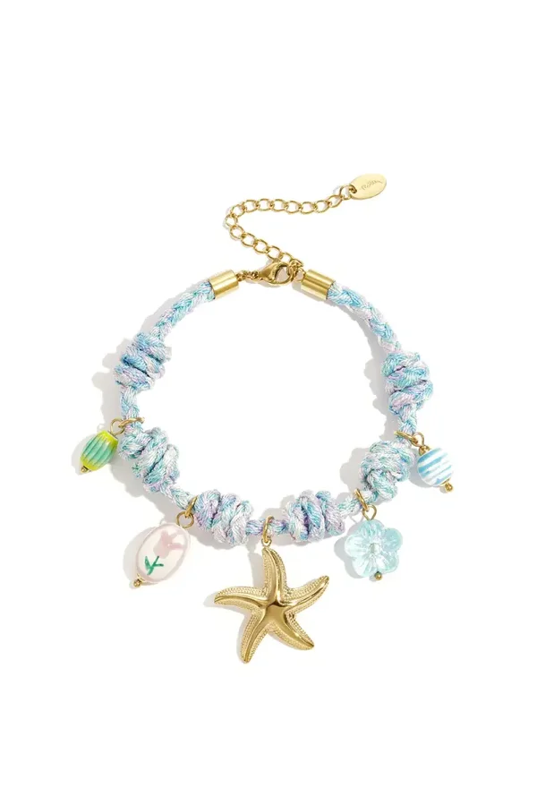 Stainless steel - armband blauwe bedels