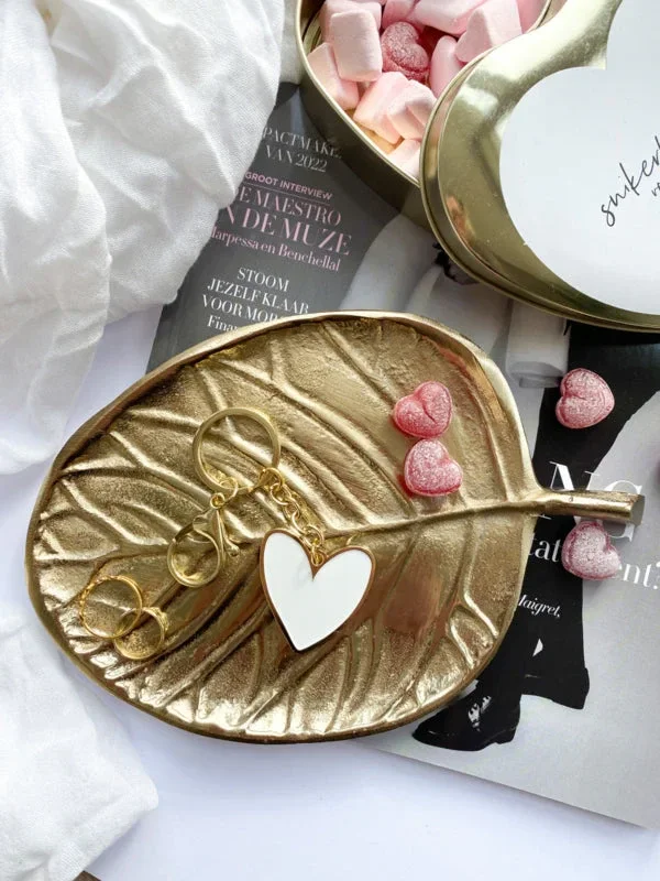 Sleutelhanger | Een hartje van goud wit