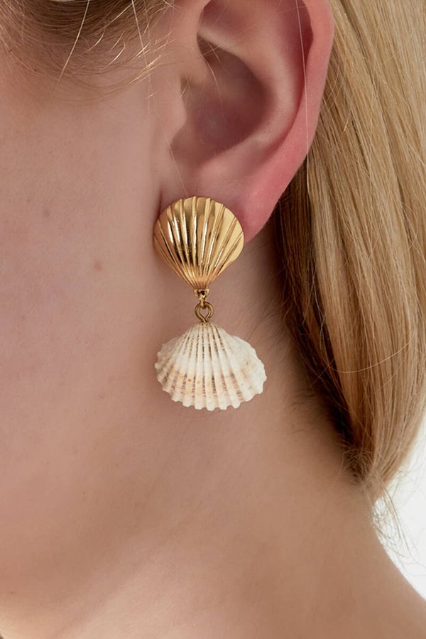 Stainless steel - Schelp en zee oorbel