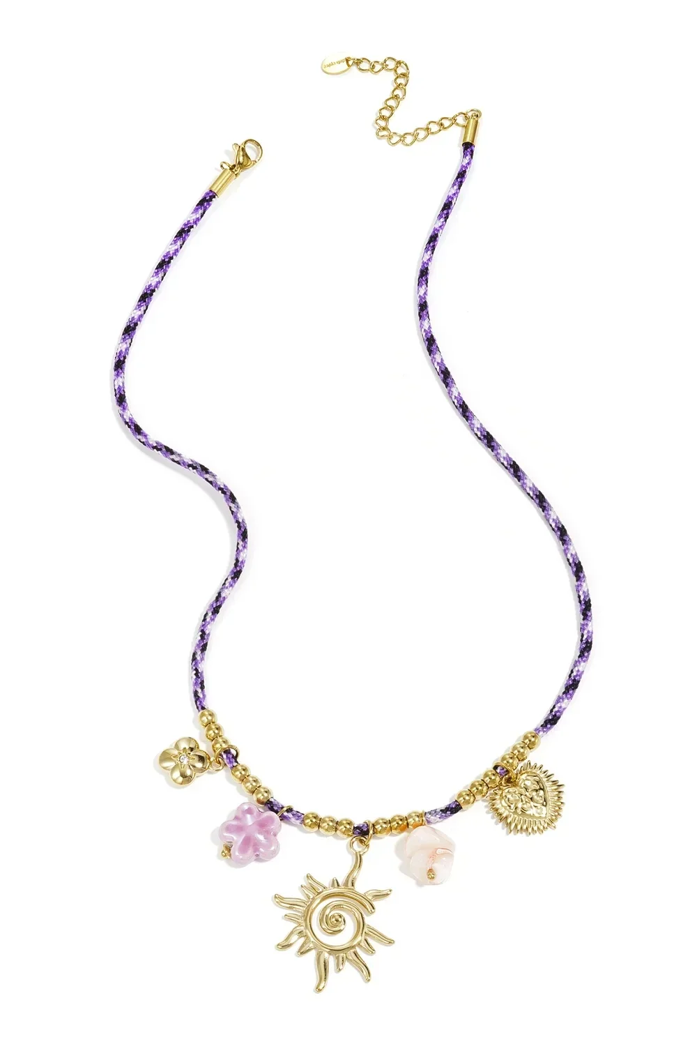 Stainless steel - ketting blauw touw