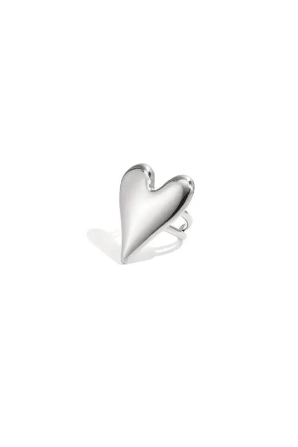 Stainless steel - statement ring zilver hart