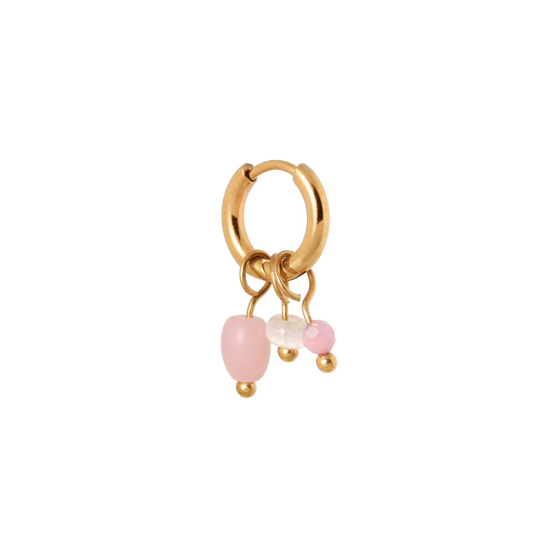 Label Kiki - Gemstone pink hoop gold