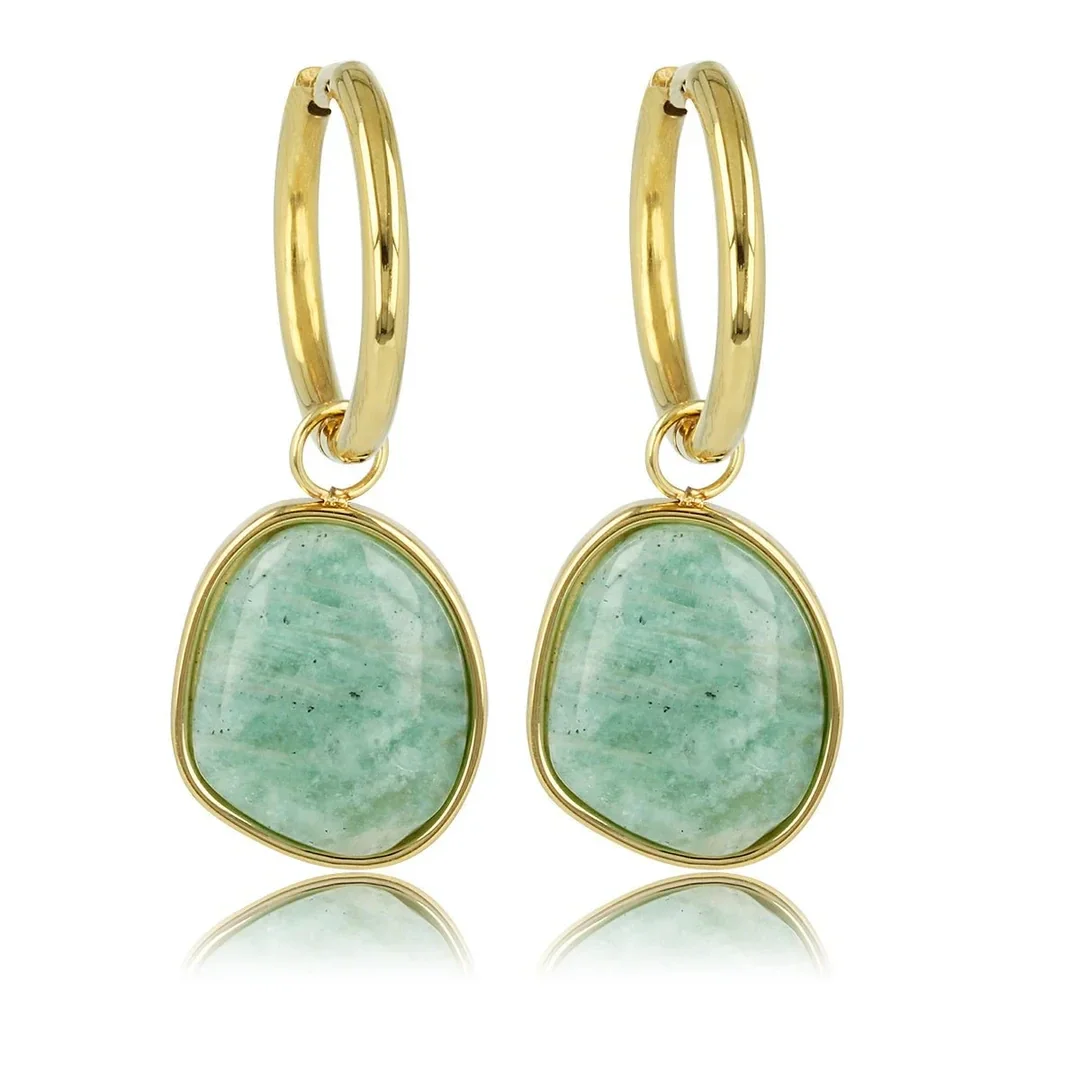 My Bendel - Earring Amazonite 36 mm