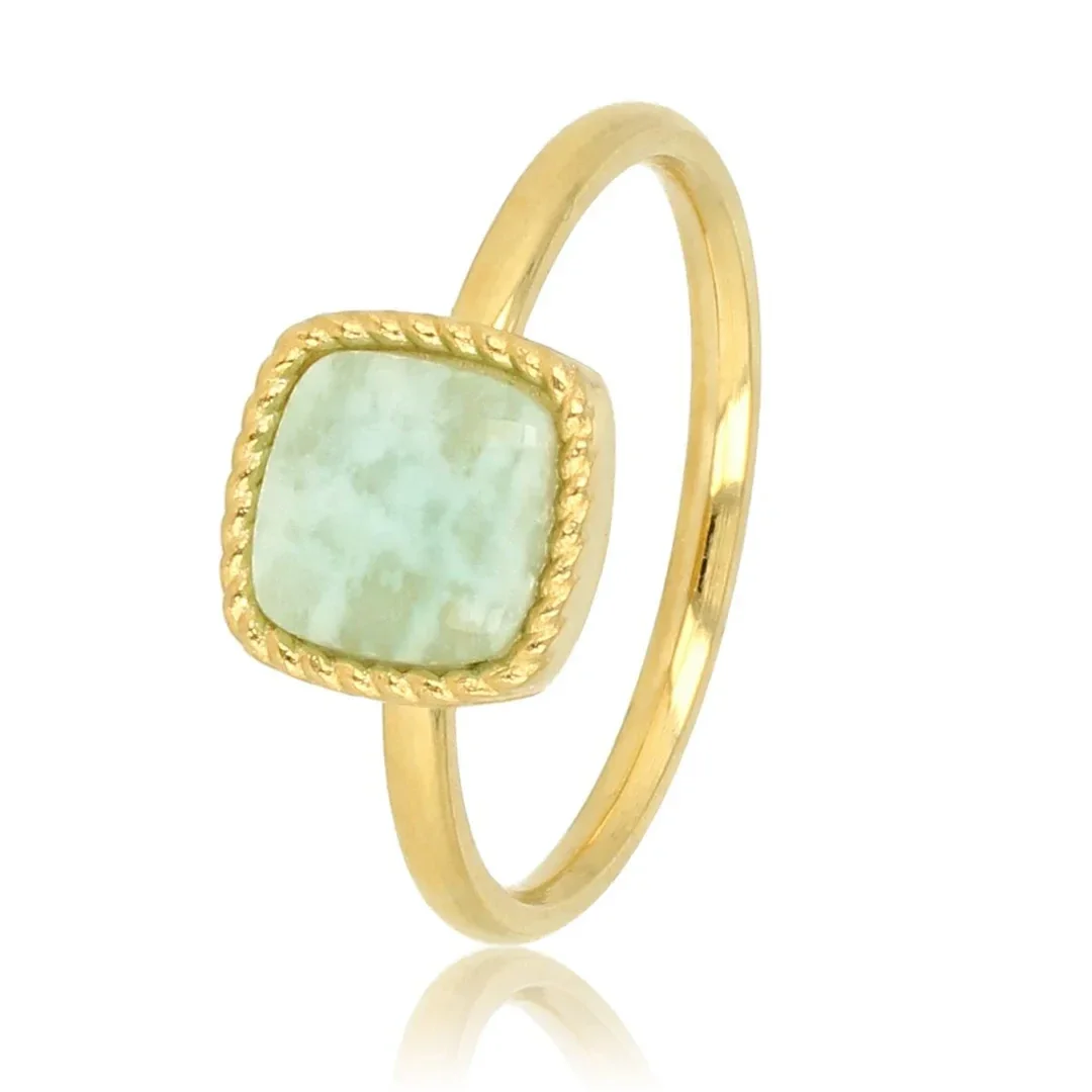 My Bendel - Ring Gold with Blue-Green Amazonite Gemstone