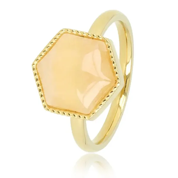 My Bendel - Ring Golden Hexagon with Rose Quartz gemstone