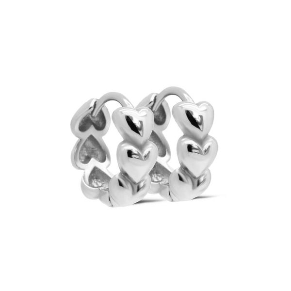 Karma Jewerly -  Hinged Hoops CONNECTED Hearts 13MM
