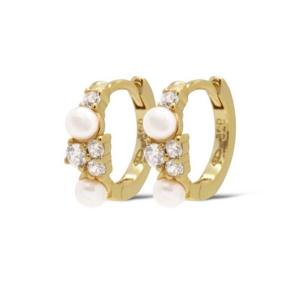 Karma Jewerly - Karma Zirconia Hinged Hoops Kate Pearl