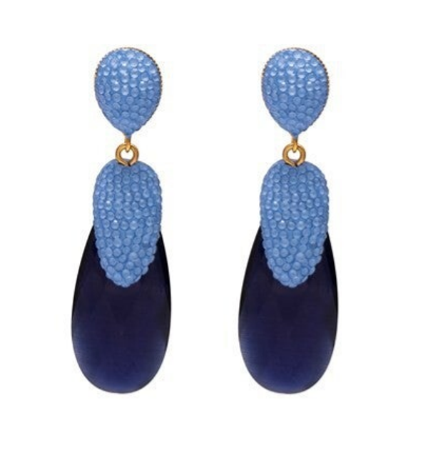 Oorbellen Like! Jewellery - blauw met kristallen beads en goud