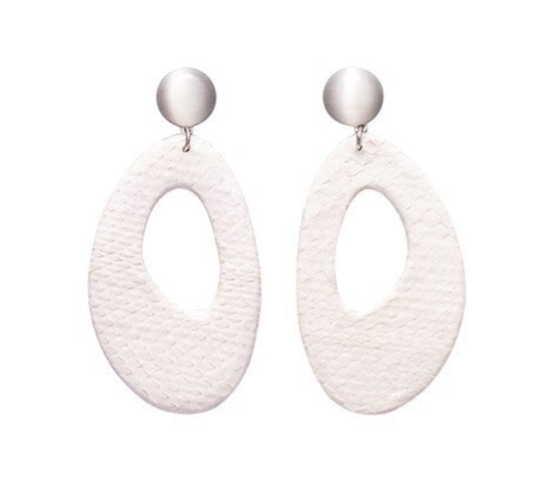 Oorbellen Like! Jewellery -wit slangenleer