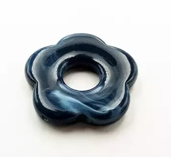 Resin bloemen donut - diameter 26.2 mm - blauw