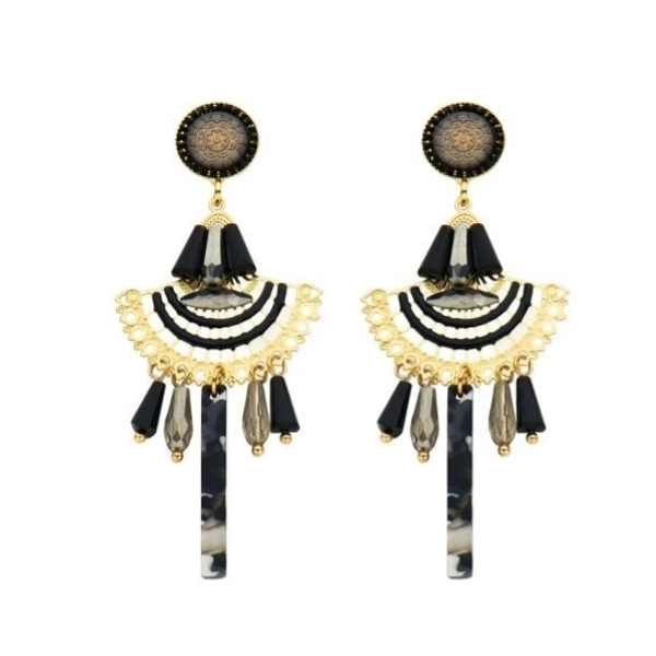 Oorbellen statement zwart met goud
