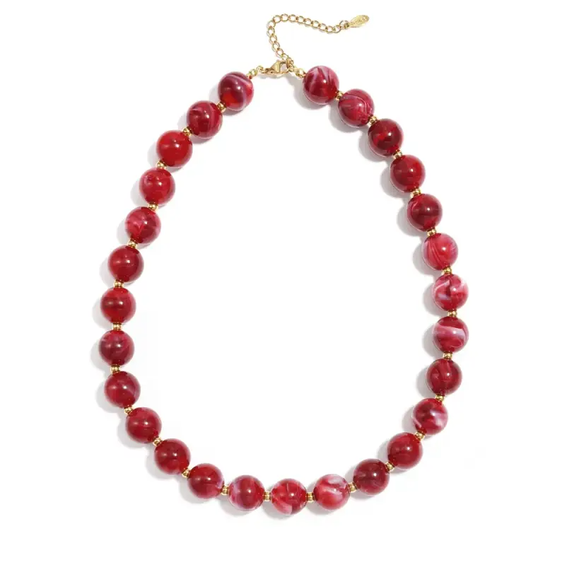 Acryl kralen ketting - Donkerrood