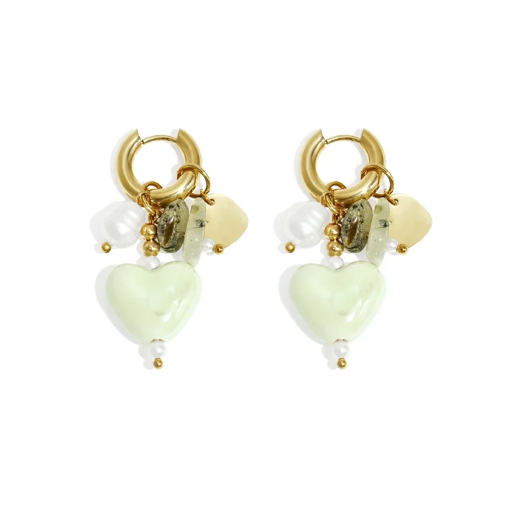 Stainless steel - oorbellen wit hartje