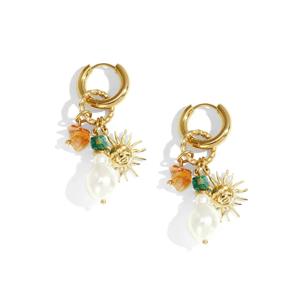 Stainless steel oorbellen met zon hangertje