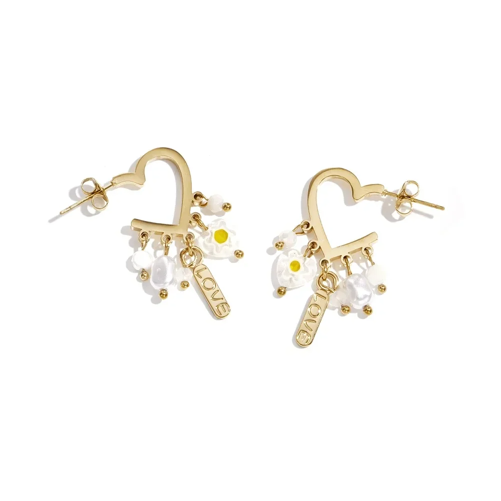 Stainless steel - oorbellen hart stekers