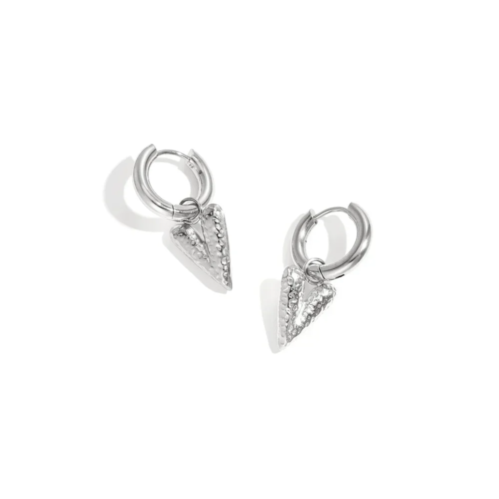 Stainless steel - oorbellen zilver hart