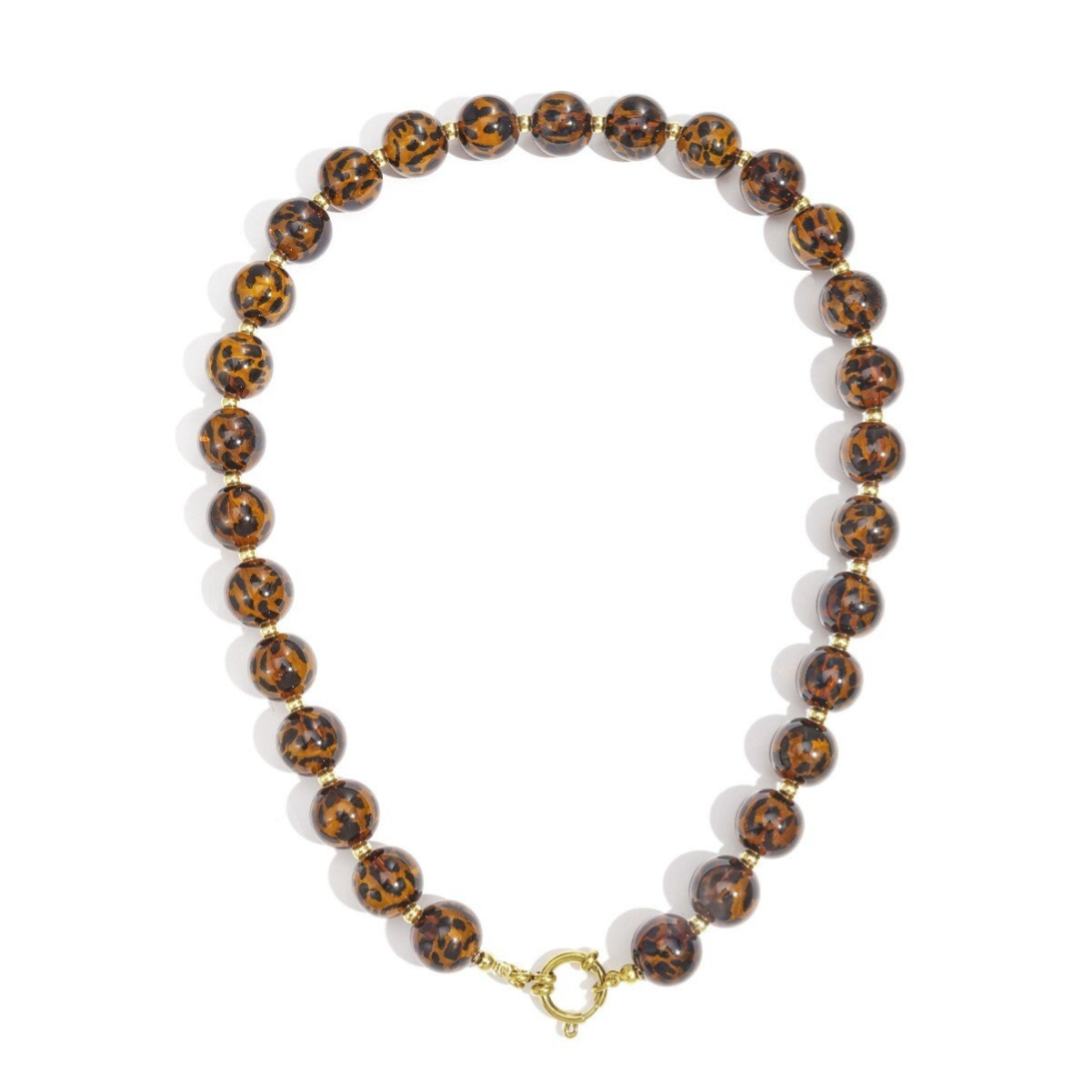 Acryl kralen ketting luipaard 14 mm kralen