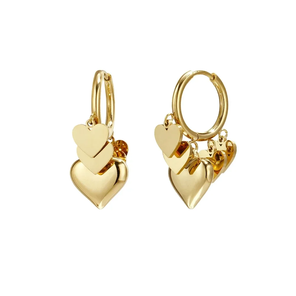 Stainless steel - oorbellen goud hartjes