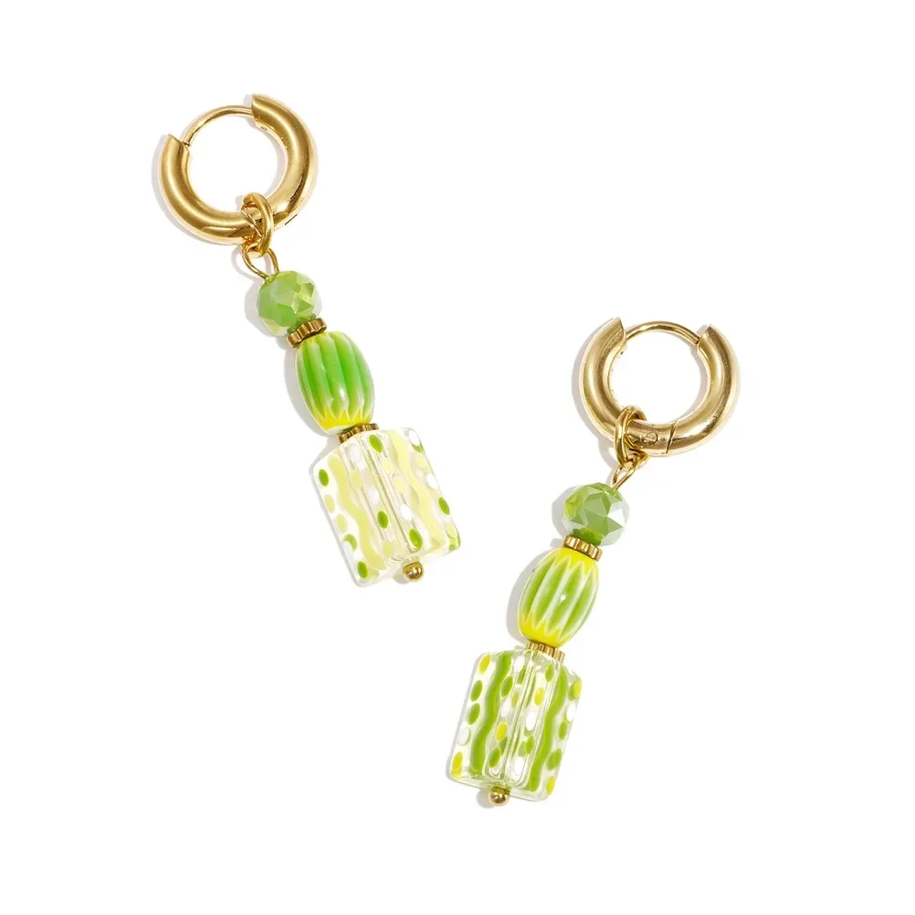 Stainless steel - oorbellen groene hanger