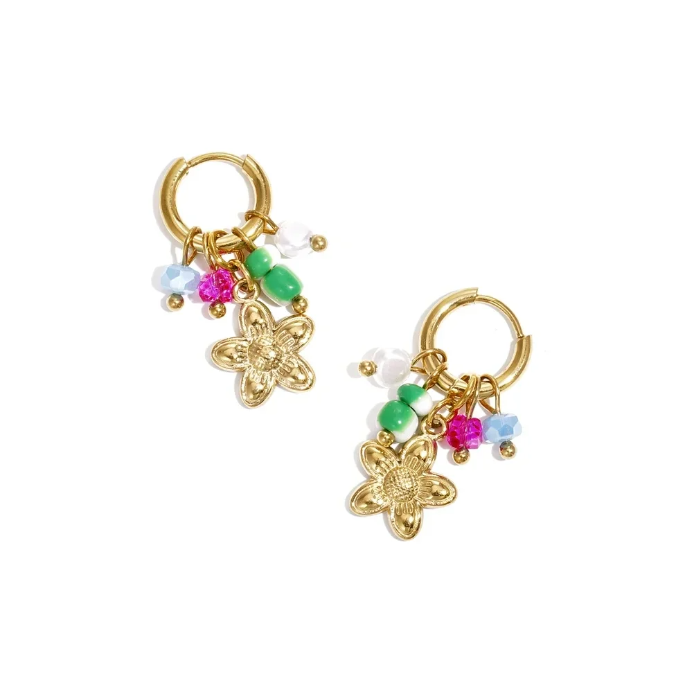 Stainless steel - oorbellen bloem hanger