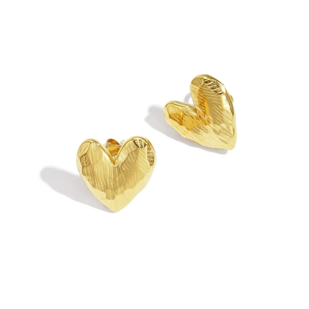 Stainless steel oorbellen goud hart