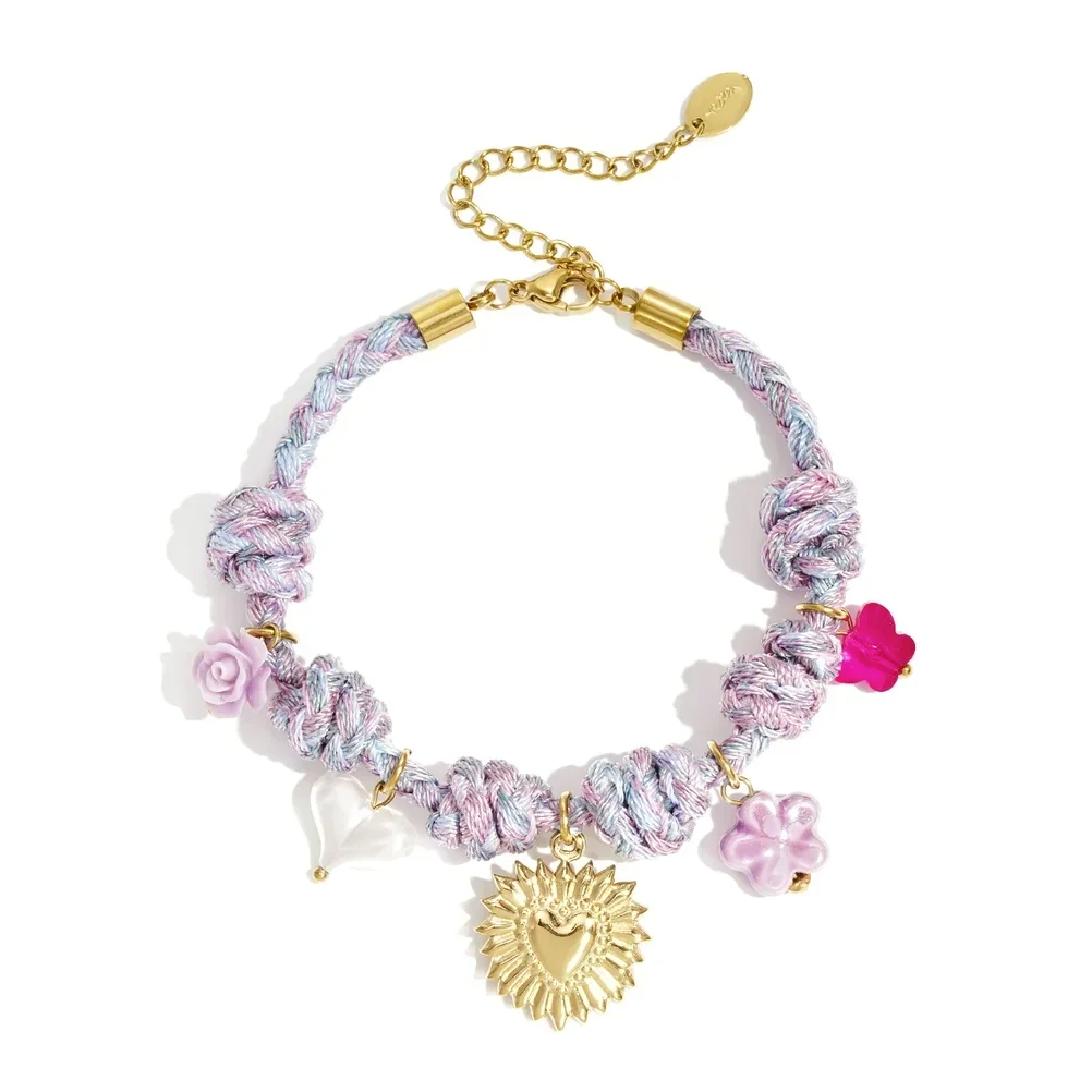 Stainless steel - armband lichtpaarse bedel