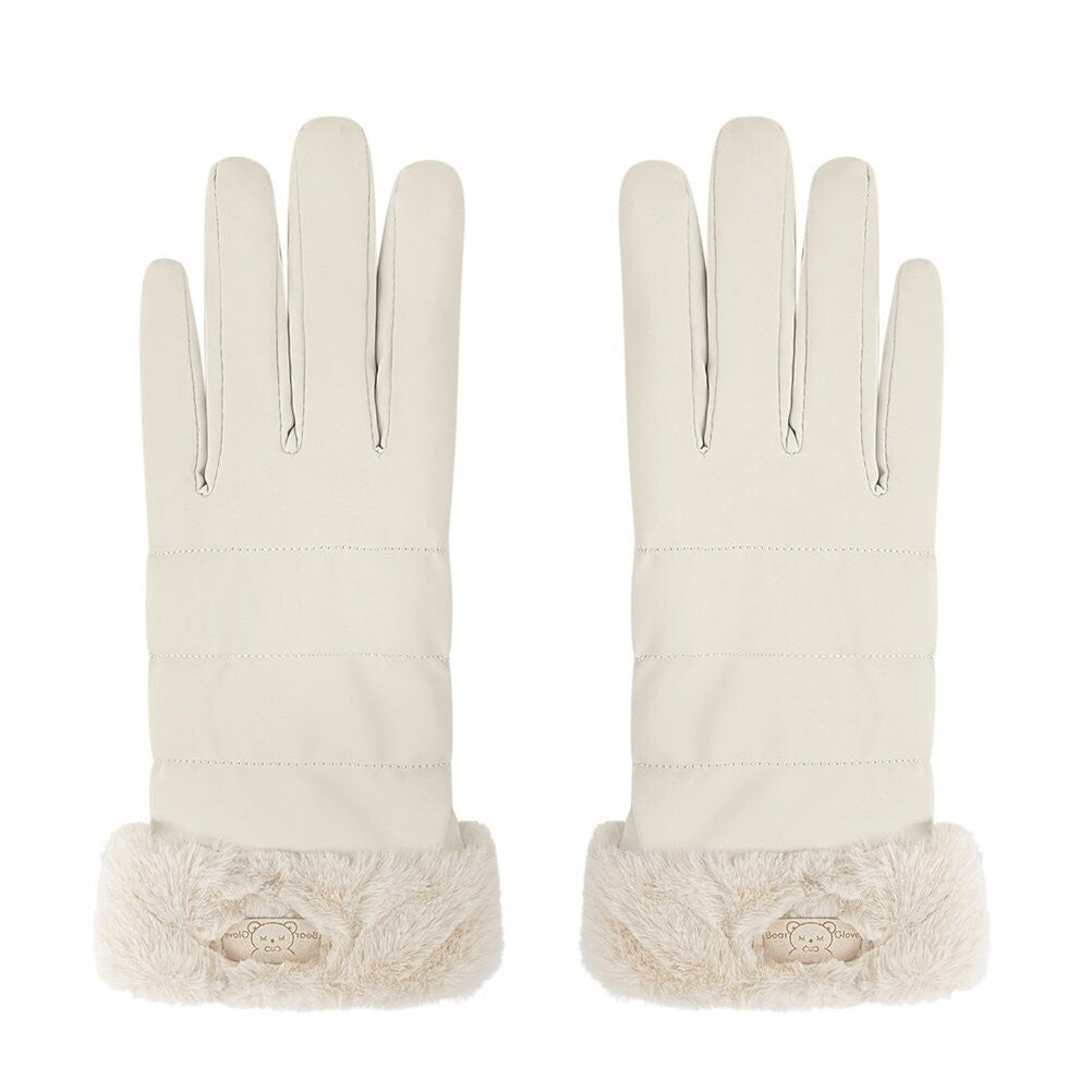 Handschoenen Furry  - Gebroken wit