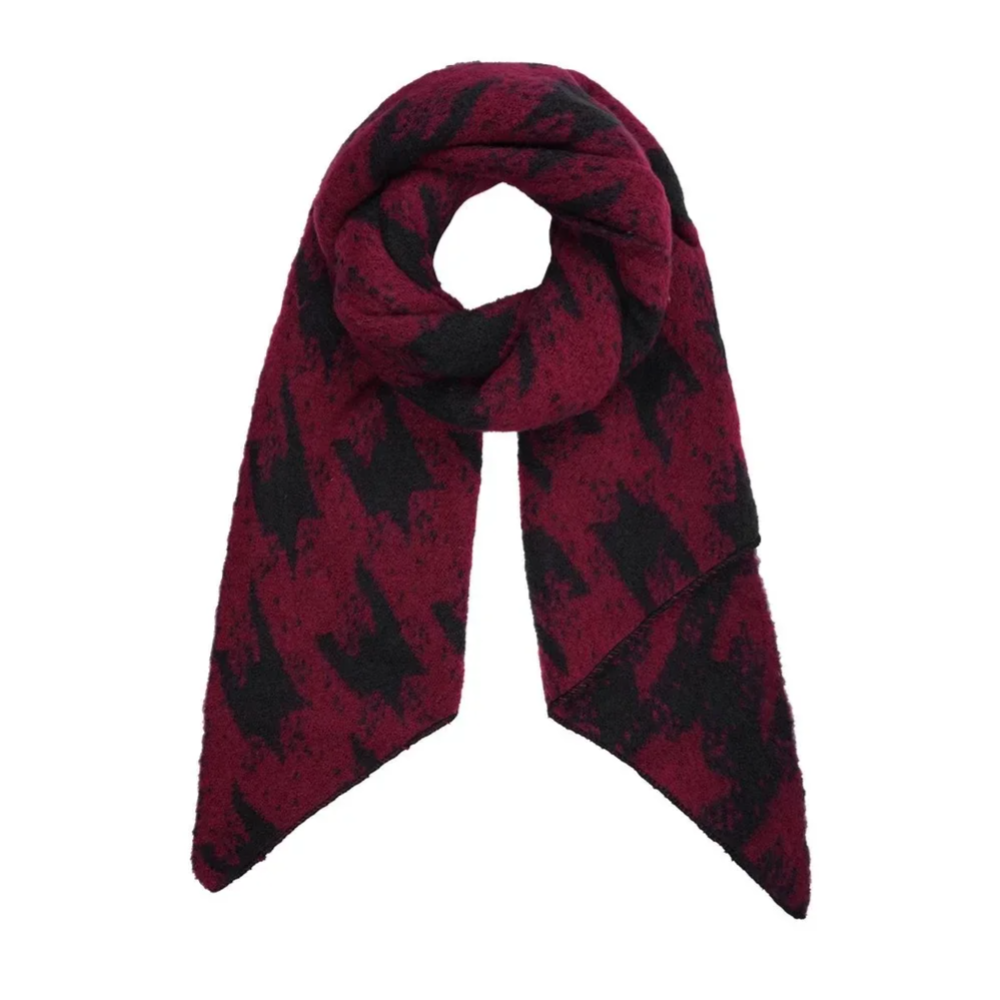 Winter sjaal rood met zwart